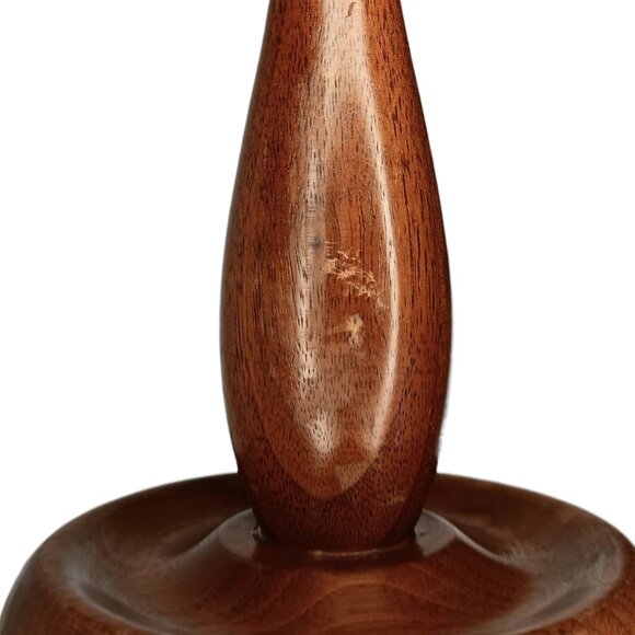 Vintage MCM Solid Wood Walnut Candle Holders Set Of Two By Dean F Berger - Picture 9 of 10